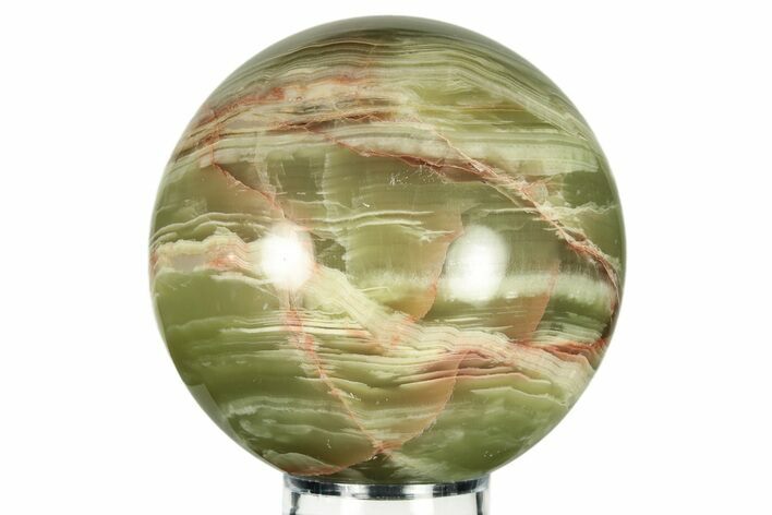 Polished Green Banded Calcite Sphere - Pakistan #266493